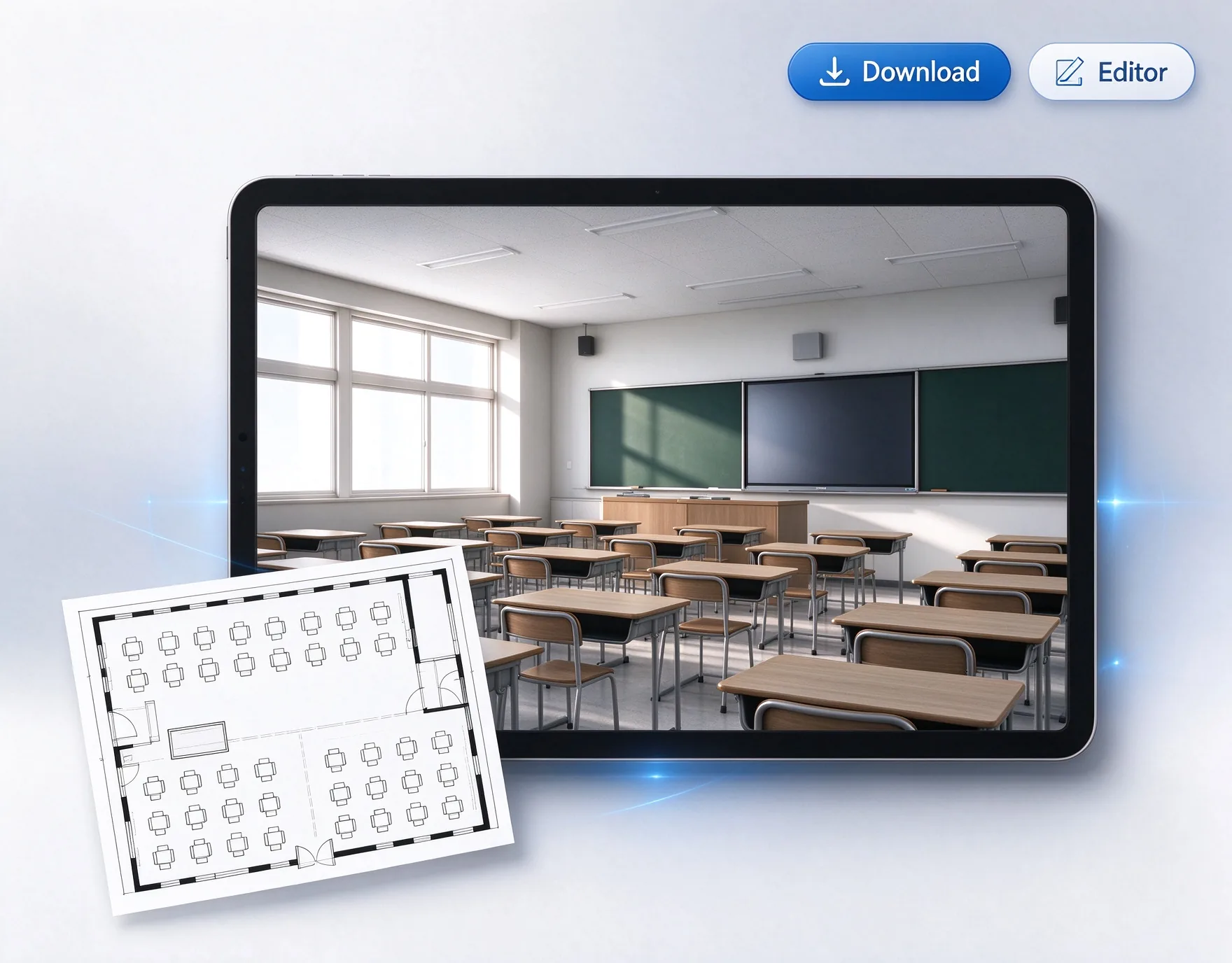 Classroom plan ready for clearance review, PNG download, or further editing