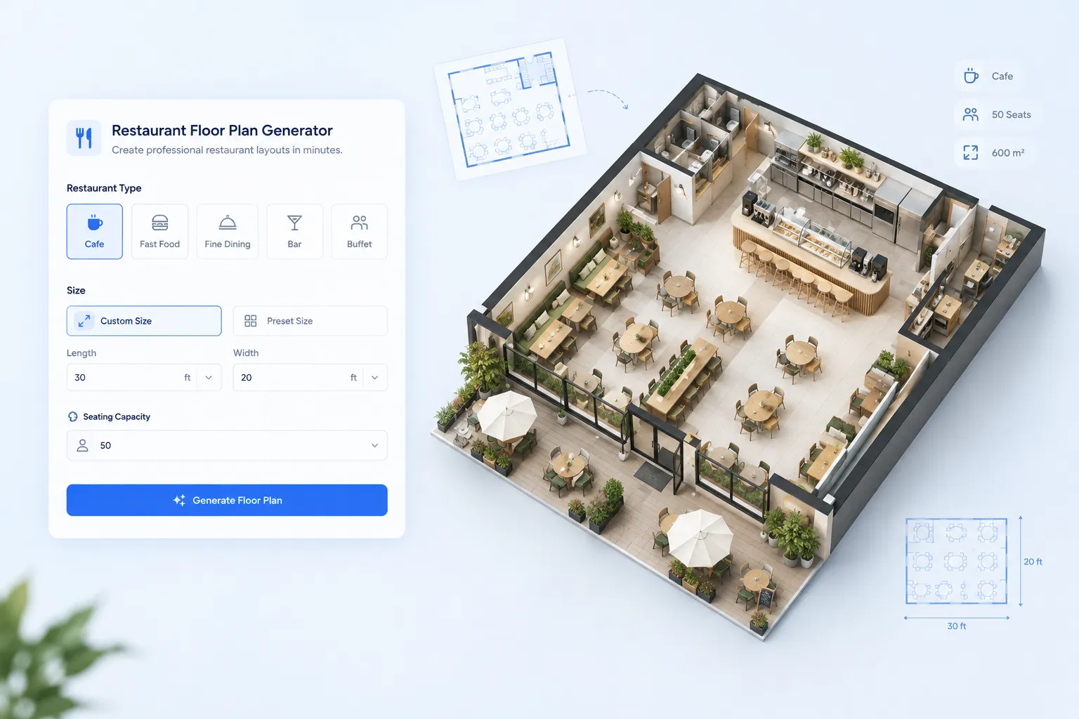 RESTAURANT FLOOR PLAN: example floor plan