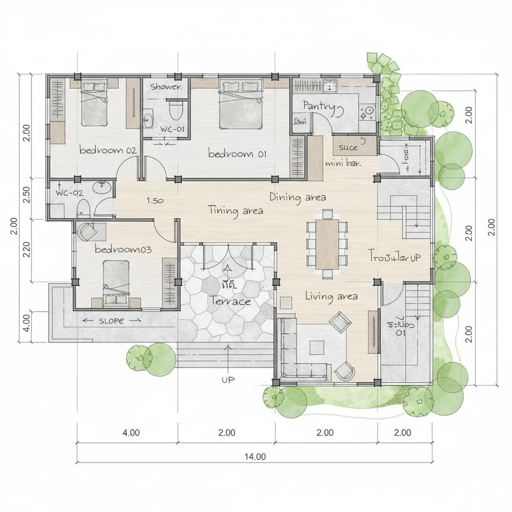 Farbiger 2D-Plan